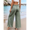 image:imageFlygo Women Gingham Wide Leg Palazzo Lounge Pants 100 Cotton Pajama BottomDark Green