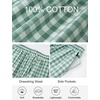 image:imageFlygo Women Gingham Wide Leg Palazzo Lounge Pants 100 Cotton Pajama BottomGreen