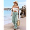 image:imageFlygo Women Gingham Wide Leg Palazzo Lounge Pants 100 Cotton Pajama BottomGreen