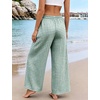 image:imageFlygo Women Gingham Wide Leg Palazzo Lounge Pants 100 Cotton Pajama BottomGreen