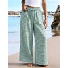 image:imageFlygo Women Gingham Wide Leg Palazzo Lounge Pants 100 Cotton Pajama BottomGreen