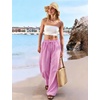 image:imageFlygo Women Gingham Wide Leg Palazzo Lounge Pants 100 Cotton Pajama BottomHot Pink