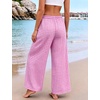 image:imageFlygo Women Gingham Wide Leg Palazzo Lounge Pants 100 Cotton Pajama BottomHot Pink