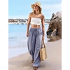 image:imageFlygo Women Gingham Wide Leg Palazzo Lounge Pants 100 Cotton Pajama BottomNavy