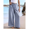 image:imageFlygo Women Gingham Wide Leg Palazzo Lounge Pants 100 Cotton Pajama BottomNavy
