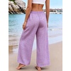image:imageFlygo Women Gingham Wide Leg Palazzo Lounge Pants 100 Cotton Pajama BottomPurple