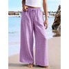 image:imageFlygo Women Gingham Wide Leg Palazzo Lounge Pants 100 Cotton Pajama BottomPurple