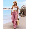 image:imageFlygo Women Gingham Wide Leg Palazzo Lounge Pants 100 Cotton Pajama BottomRed