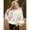 image:imageFlygo Women Girls Cute Fleece Lined Hooded Cape Poncho Cloak Coat01 Beigetreedeer