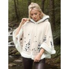 image:imageFlygo Women Girls Cute Fleece Lined Hooded Cape Poncho Cloak Coat01 Beigetreedeer