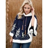 image:imageFlygo Women Girls Cute Fleece Lined Hooded Cape Poncho Cloak Coat01 Dark Bluetreedeer