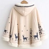 image:imageFlygo Women Girls Cute Fleece Lined Hooded Cape Poncho Cloak Coat01 Dark Bluetreedeer