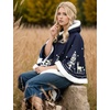 image:imageFlygo Women Girls Cute Fleece Lined Hooded Cape Poncho Cloak Coat01 Dark Bluetreedeer