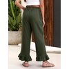 image:imageFlygo Womens Cotton Linen Pants Wide Leg Ruffled Palazzo TrousersArmygreen