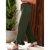 image:imageFlygo Womens Cotton Linen Pants Wide Leg Ruffled Palazzo TrousersArmygreen