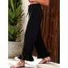image:imageFlygo Womens Cotton Linen Pants Wide Leg Ruffled Palazzo TrousersBlack