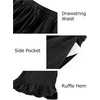 image:imageFlygo Womens Cotton Linen Pants Wide Leg Ruffled Palazzo TrousersBlack