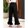 image:imageFlygo Womens Cotton Linen Pants Wide Leg Ruffled Palazzo TrousersBlack