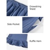 image:imageFlygo Womens Cotton Linen Pants Wide Leg Ruffled Palazzo TrousersBlue