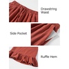 image:imageFlygo Womens Cotton Linen Pants Wide Leg Ruffled Palazzo TrousersBrickred