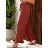 image:imageFlygo Womens Cotton Linen Pants Wide Leg Ruffled Palazzo TrousersBrickred