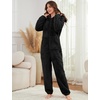 image:imageFlygo Womens Fleece Onesie Pajamas Winter Warm Fuzzy One Piece Romper Loungewear Teddy Ears Zipper Hooded Jumpsuit SleepwearBlack