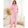 image:imageFlygo Womens Fleece Onesie Pajamas Winter Warm Fuzzy One Piece Romper Loungewear Teddy Ears Zipper Hooded Jumpsuit SleepwearLightpink