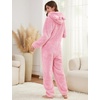 image:imageFlygo Womens Fleece Onesie Pajamas Winter Warm Fuzzy One Piece Romper Loungewear Teddy Ears Zipper Hooded Jumpsuit SleepwearLightpink