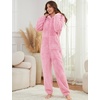 image:imageFlygo Womens Fleece Onesie Pajamas Winter Warm Fuzzy One Piece Romper Loungewear Teddy Ears Zipper Hooded Jumpsuit SleepwearLightpink