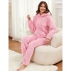 image:imageFlygo Womens Fleece Onesie Pajamas Winter Warm Fuzzy One Piece Romper Loungewear Teddy Ears Zipper Hooded Jumpsuit SleepwearLightpink