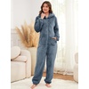 image:imageFlygo Womens Fleece Onesie Pajamas Winter Warm Fuzzy One Piece Romper Loungewear Teddy Ears Zipper Hooded Jumpsuit SleepwearNavy