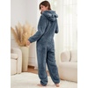 image:imageFlygo Womens Fleece Onesie Pajamas Winter Warm Fuzzy One Piece Romper Loungewear Teddy Ears Zipper Hooded Jumpsuit SleepwearNavy