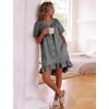 image:imageFlygo Womens Gingham Nightgown Button Down Short Sleeve House DressBlack
