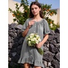 image:imageFlygo Womens Gingham Nightgown Button Down Short Sleeve House DressBlack