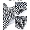 image:imageFlygo Womens Gingham Nightgown Button Down Short Sleeve House DressBlack