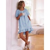 image:imageFlygo Womens Gingham Nightgown Button Down Short Sleeve House DressBlue
