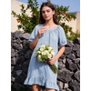 image:imageFlygo Womens Gingham Nightgown Button Down Short Sleeve House DressBlue