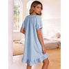 image:imageFlygo Womens Gingham Nightgown Button Down Short Sleeve House DressBlue