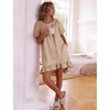 image:imageFlygo Womens Gingham Nightgown Button Down Short Sleeve House DressBrown