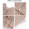 image:imageFlygo Womens Gingham Nightgown Button Down Short Sleeve House DressBrown