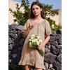 image:imageFlygo Womens Gingham Nightgown Button Down Short Sleeve House DressBrown