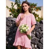 image:imageFlygo Womens Gingham Nightgown Button Down Short Sleeve House DressPink