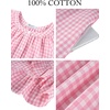 image:imageFlygo Womens Gingham Nightgown Button Down Short Sleeve House DressPink