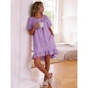 image:imageFlygo Womens Gingham Nightgown Button Down Short Sleeve House DressPurple