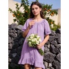 image:imageFlygo Womens Gingham Nightgown Button Down Short Sleeve House DressPurple
