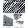 image:imageFlygo Womens Lace Hem Gingham Pants Cotton Wide Leg Elastic Barrel TrousersBlack