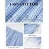 image:imageFlygo Womens Lace Hem Gingham Pants Cotton Wide Leg Elastic Barrel TrousersLightblue