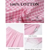 image:imageFlygo Womens Lace Hem Gingham Pants Cotton Wide Leg Elastic Barrel TrousersPink
