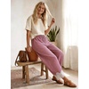 image:imageFlygo Womens Lace Hem Gingham Pants Cotton Wide Leg Elastic Barrel TrousersRed