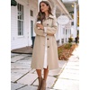 image:imageFlygo Womens Long Trench Coat Windproof Oversized Casual Fall JacketsKhaki
